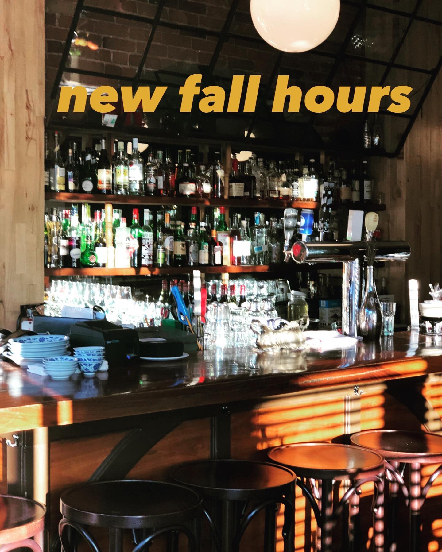 We&rsquo;re back and with new hours for the fall!
Monday: Closed
Tuesday-Thursday: 5pm-12am
Friday: 5pm-2am
Saturday: 3pm-2am
Sunday: 3pm-11pm
🍂✨